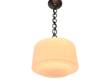 Art Deco Pendant Lamp with Original Milk Glass Shade, 1930s